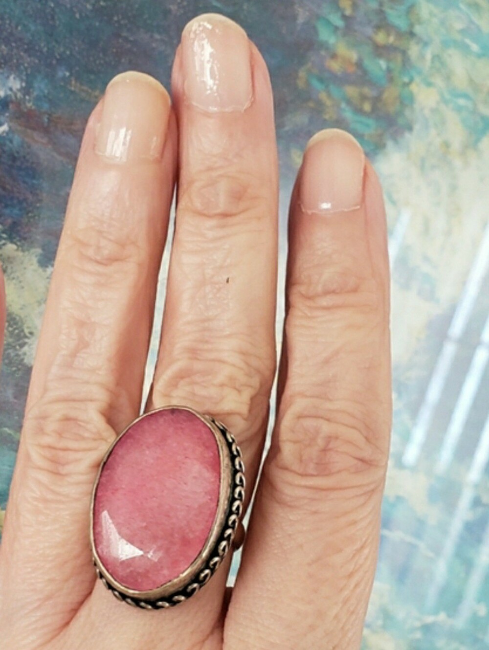 NWOT, Cherry Ruby Faceted Ring, Ornate, 925 Stamped, Sz 7, Handmade By Artisan